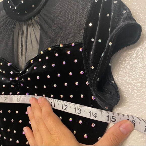 Weissman solo dance costume black velvet crystal fringe End Of Time 13009 SA - Picture 9 of 12